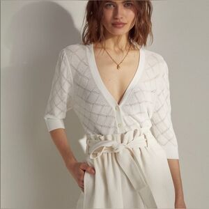 Aritzia Wilfred NWT Dainty Off White Knit Cardigan Size XS